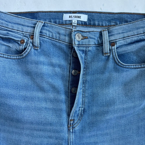 Redone 90’s High Rise Ankle Crop Button Fly Blue Denim Jeans 29 - Picture 16 of 17